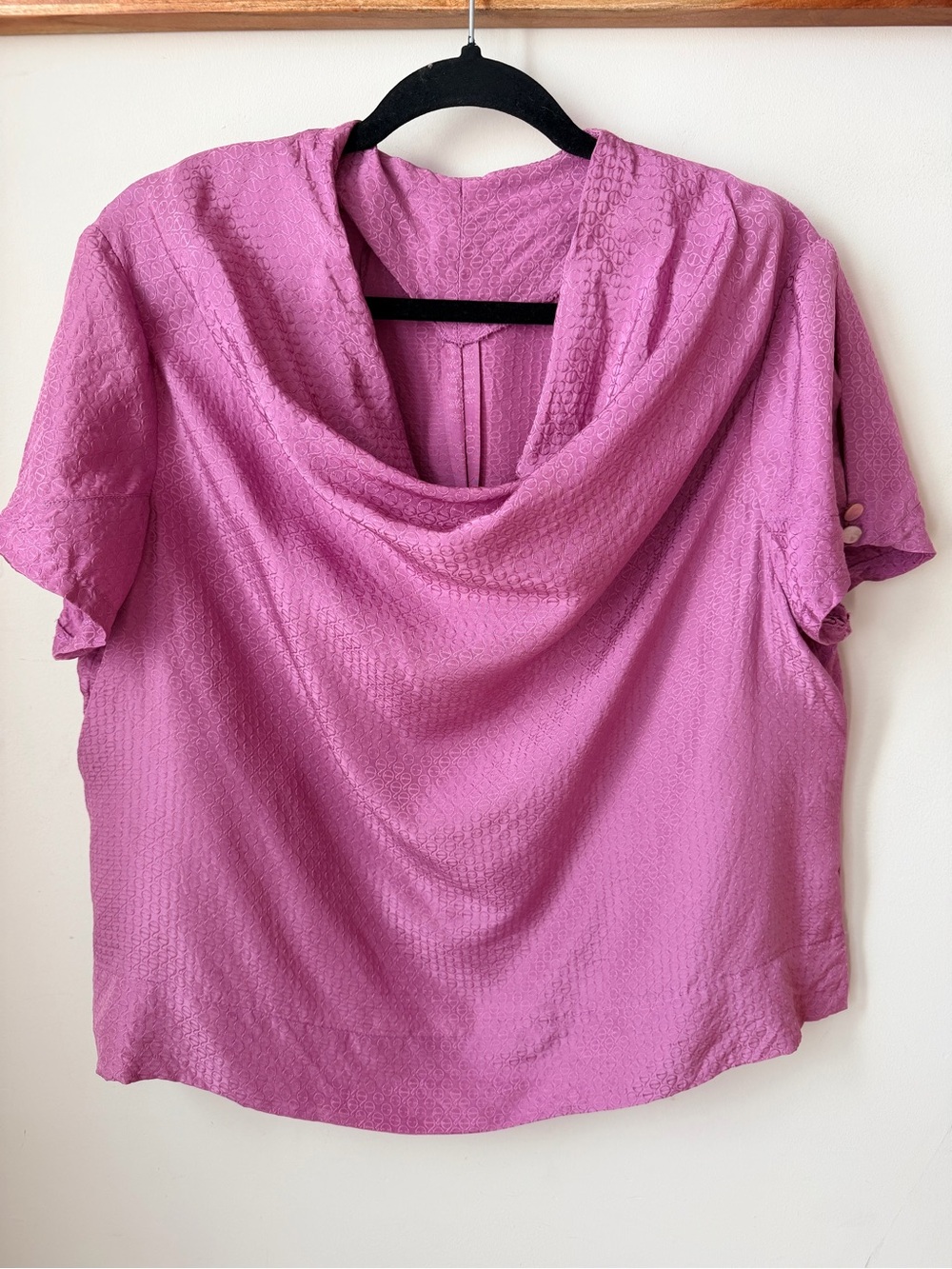 Pink Purple Silk Cowl Neck Blouse • Draped • Romantic • 90s